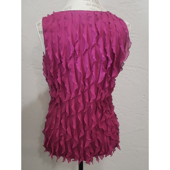 Sunny Leigh Petite Purple / Pink Ruffle Short Sleeved Blouse Top | Size PM - Picture 2 of 7